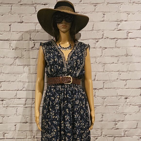 MAX STUDIO, Gorgeous navy blue sleeveless floral maxi dress - Picture 11 of 14